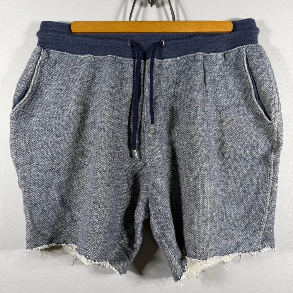 Jack Spade Raw Hem French Terry Knit Sweat Shorts Blue XL